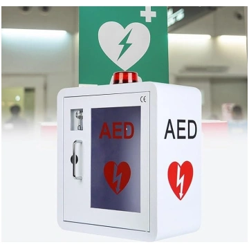 AED skapis, AED defibrilatora sienas skapis, metāl