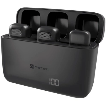 NATEC Hopper Black Bezvadu apkakles mikrofons NMI-