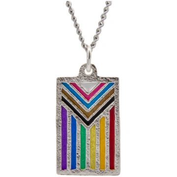 Progress PRIDE Flag Necklace - 24" black leather c