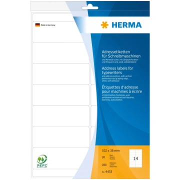 Adreses etiķetes rakstāmmašīnām HERMA 4433