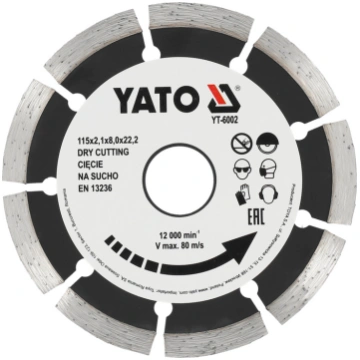 Dimanta Griešanas Disks Sausai Griešanai 115mm YT-