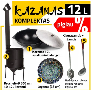 Krāsns 10-12L komplekts: Kazan 12L - Legan - Cauru