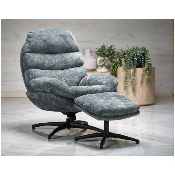 DARIO leisure chair, with stool, blue