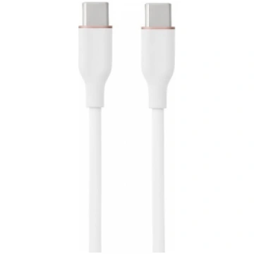 Silicone Cable USB Type-C - Type-C, 100W, (white, 