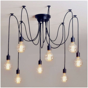 Griestu Lampa Zirneklis 8 Gabali E27 Spuldzēm 6485