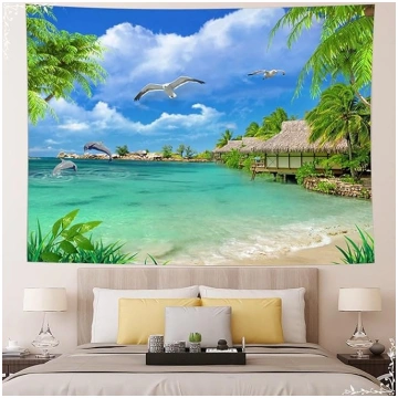 Sienas dvielis Blue Sky Sienas aizkars Natural Blu