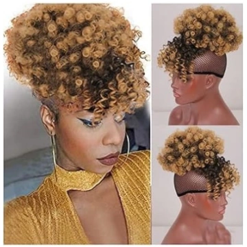 Ponytail ar sprādzēm Sintētisko matu cirtaini afro