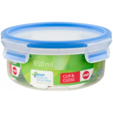 EMSA Clip & Close Round Bowl 0.85 L Blue, Transpar