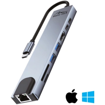 Media Tech MEDIA-TECH USB HUB 8 IN 1 GIGA LAN HUB 