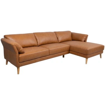Corner sofa COLLINS RC, cognac brown leather