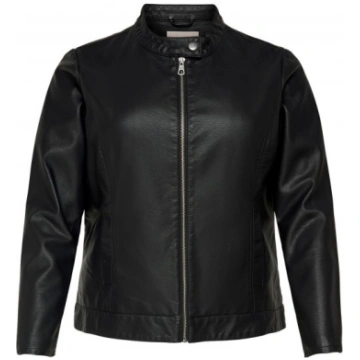 Only Carmakoma Robber Leather Jacket Black - Ādas 