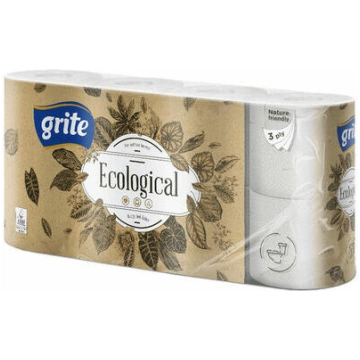 Tualetes papīrs Ecological 3 slāņi 8 ruļļi, Grite