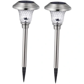 Lurrose Pack of 2 Solar Stainless Steel LED Garden