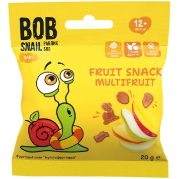 Dažādu augļu uzkoda BOB SNAIL, 20g - 450-27784