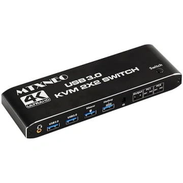 HDMI 2 ievadi 2 izejas un 4 USB 3.0 KVM slēdzis ar