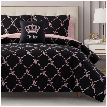 Juicy Couture Black Link Logo Printed Comforter Se