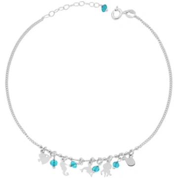 Diamond Cut Mariner Chain Anklet with Marine Charm