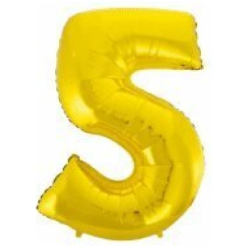 Folijas balons Beauty & Charm cipars 5, zeltains, 