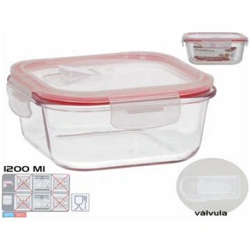 1200 ml Square Lunch Box, 7,5 x 18 x 18 cm, KITCHE