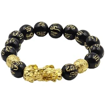 CENPEK Black Obsidian Bracelet, Chinese Feng Shui 