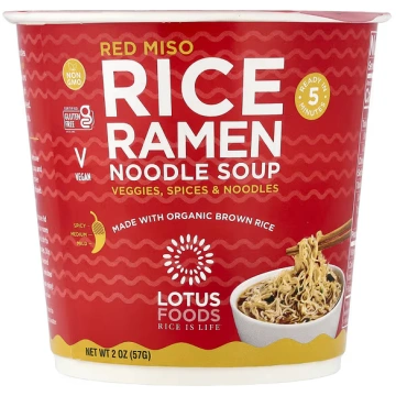 Lotus Foods, Rice Ramen Noodle Soup, Red Miso, 2 o