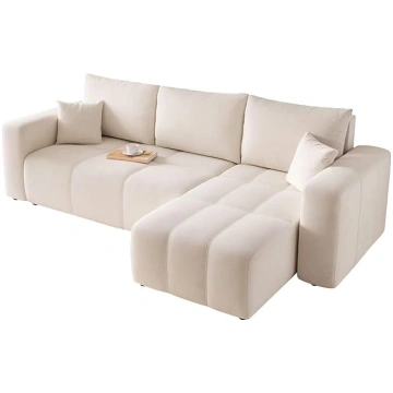 Sofa with Sleep Function 145 x 248 cm Beige Corner
