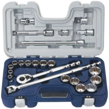 Socket Sets, 12 -Point, 1/2 in Drive, Steel, Chrom