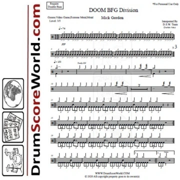 BFG Division Drum Sheet PDF | Mick Gordon (DOOM) -