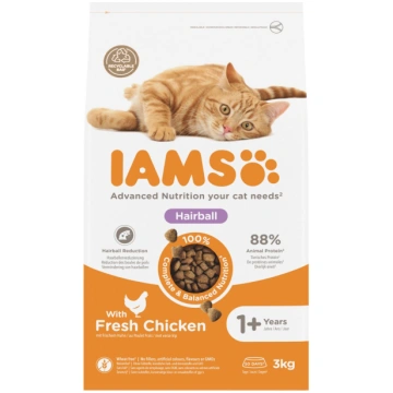 Sausā kaķu barība IAMS Hairball, vistas gaļa, 3 kg