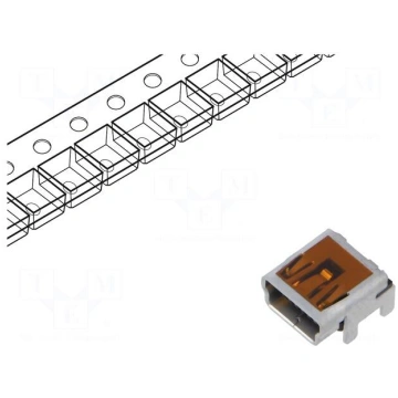 Connector: USB B mini | socket | on PCBs | SMT | P