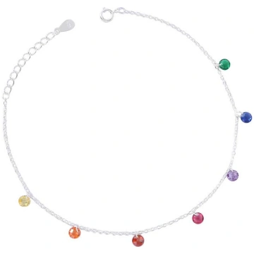 925 Sterling Silver Color Zircon Anklet Female Sum
