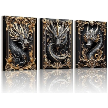 WENGTIAO 3 gabali Black Gold Dragon Canvas Picture