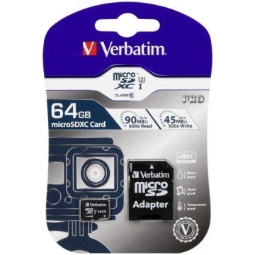 Verbatim microSDXC Pro 64GB Class 10 UHS-I incl Ad