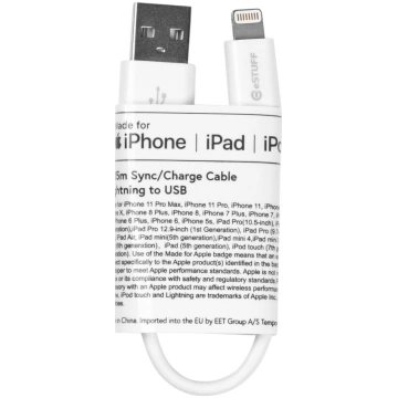 eSTUFF Lightning Cable MFI 0 15m Whit 8Pin Lightni