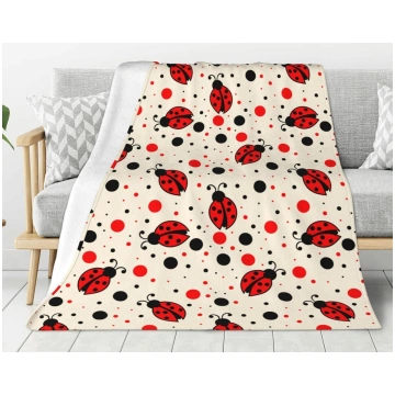 Cute Ladybugs Pattern Fleece Throw Blanket Ultra S