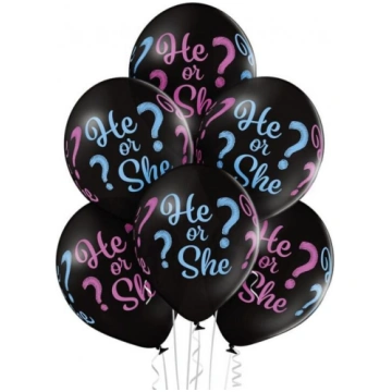 30 cm lateksa balonu komplekts "He or She?", 6 gb.