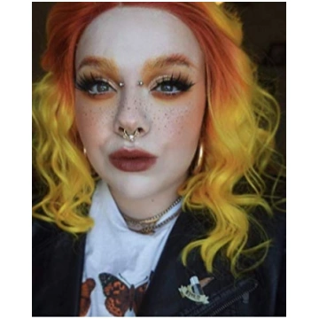 RainaHair Īss Bob mežģīņu parūka viļņains karstumi