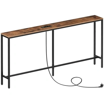 Slim Console Table with Charging Station, 160cm Si