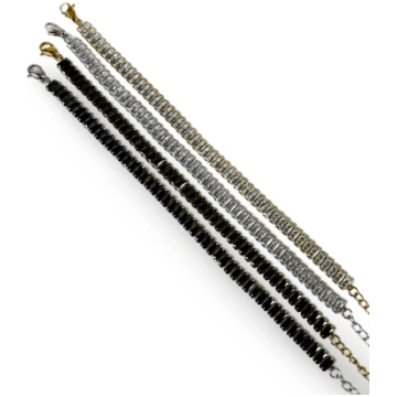 Bavette Tennis Bracelet - Black (silver)