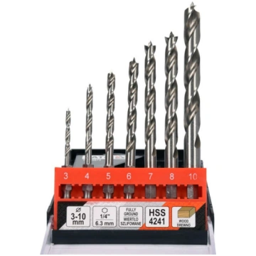 SPUR WOOD DRILL SET 3-10MM 7PCS HEX (YT-33873)