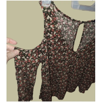 American Eagle Cold Shoulder Brown Floral Pattern 