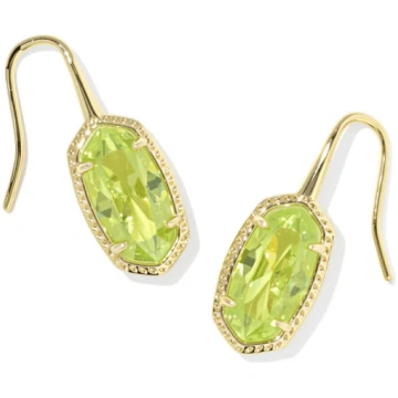 Lee luxe drop earrings in gold light green cz Kend
