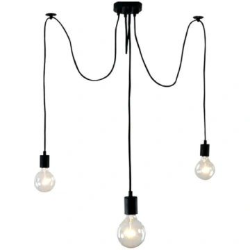 Griestu lampa Zirneklis ar 3 zariem, E27, melna - 