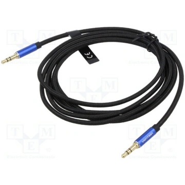 Cable; Jack 3.5mm 3pin plug,both sides; 2m; Platin