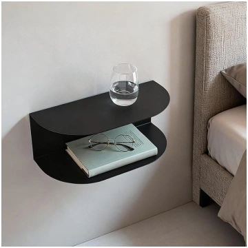 MILUKA Floating Bedside Table Hanging Set of 2 Bla