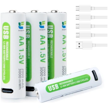 AA akumulatoru akumulatori 2000mAh 1.5V 3000mWh US
