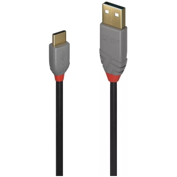 USB 2.0 Type A uz C kabelis Lindy 1m Anthra Line