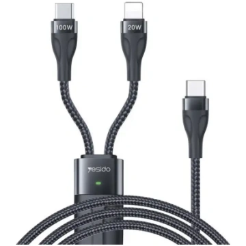 YESIDO CABLE CA87 100W TYPE-C/2IN1 1,4M 3,5A BLACK