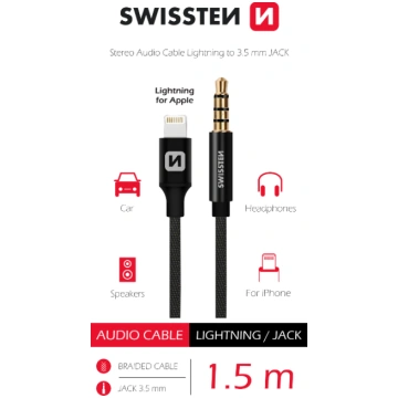 Adapteris Swissten Textile Audio 73501213 Lightnin
