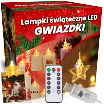 Ziemassvētku vītne Zvaigznes, 40 LED, 6 m